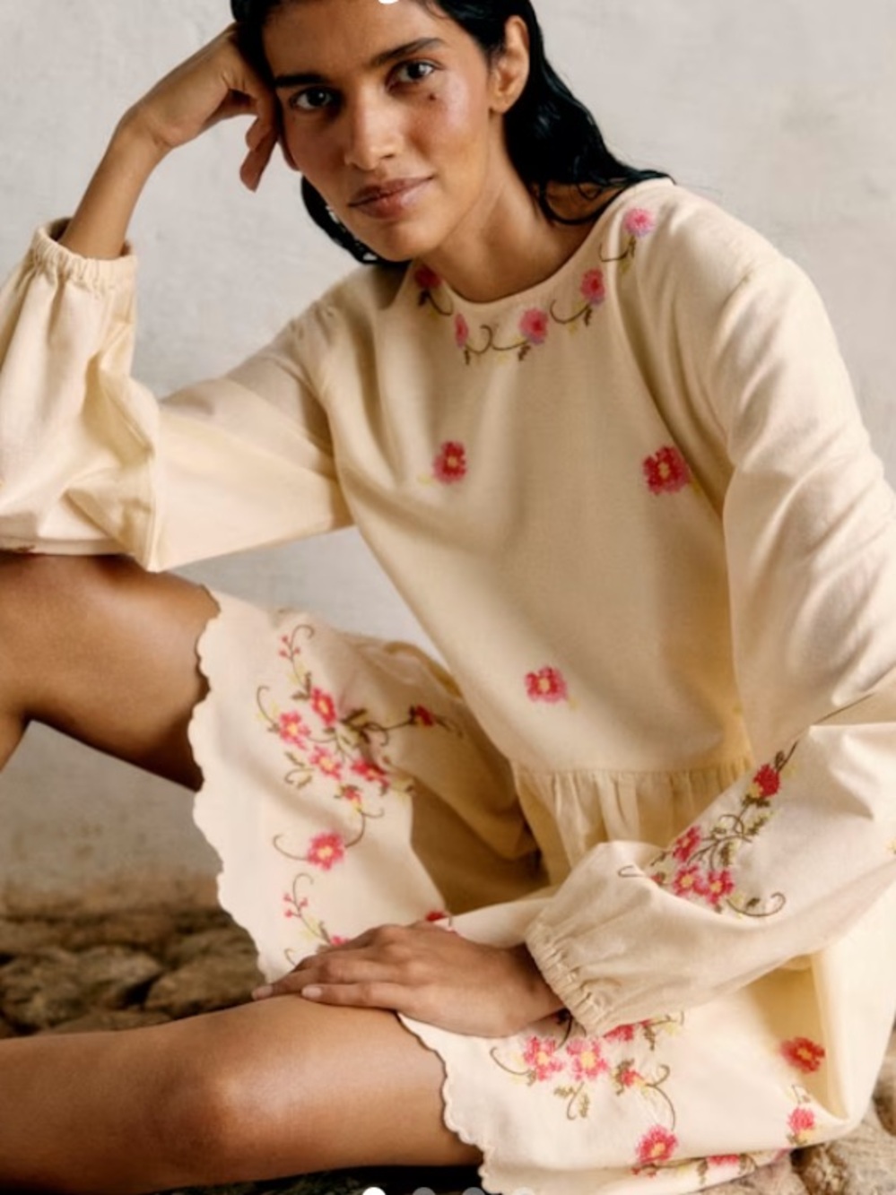 Caroline Constas Floral Embroidered Linen Midi Dress NWT Large - Picture 2 of 11